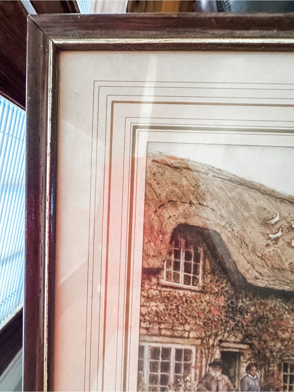 Vintage Alex Jawdokimov Cottage Scene Framed Wall Art - Brown Tones - Picture 6 of 8
